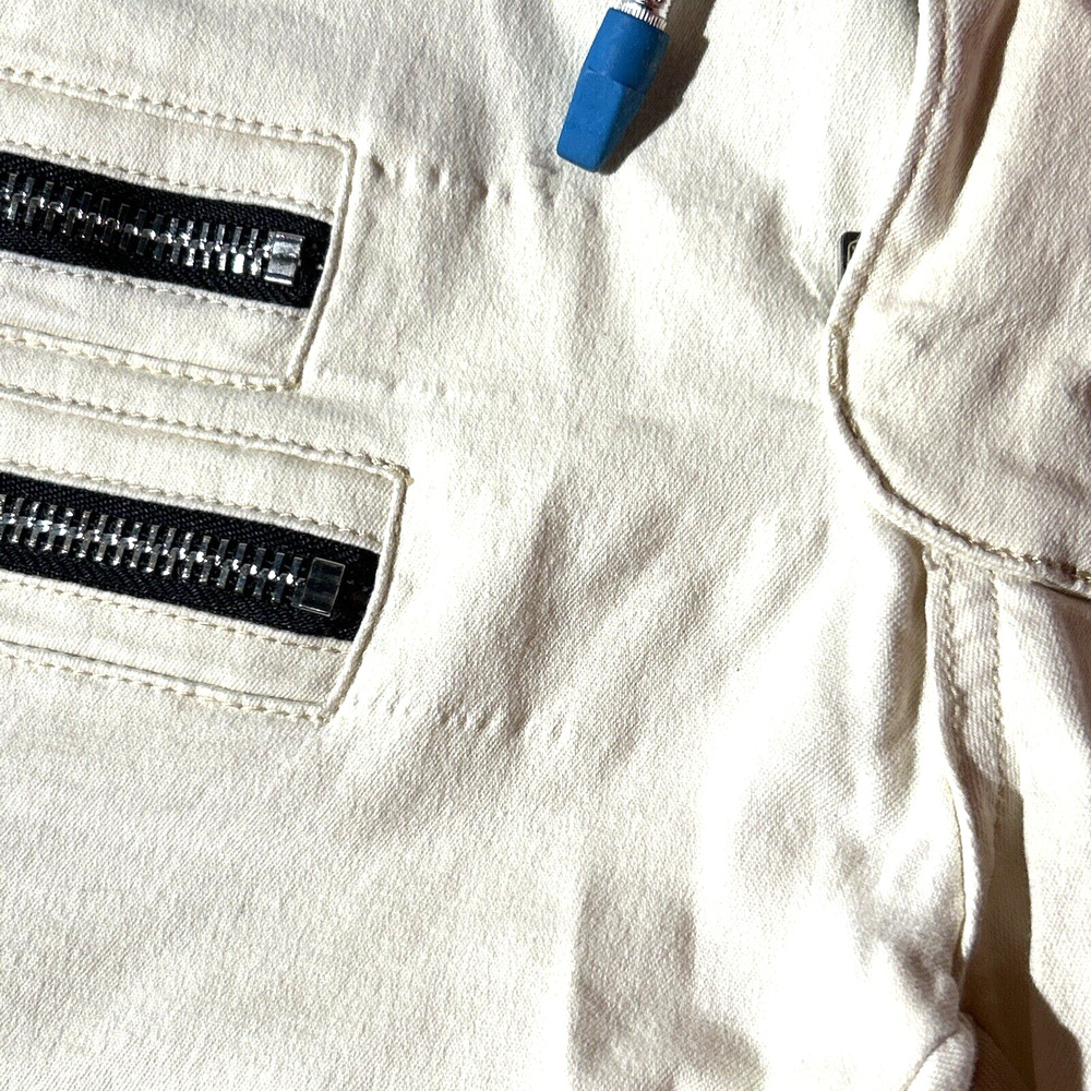 Balmain Cream Slim Straight Cargo Jeans with Black Zippers - Picture 12 of 15